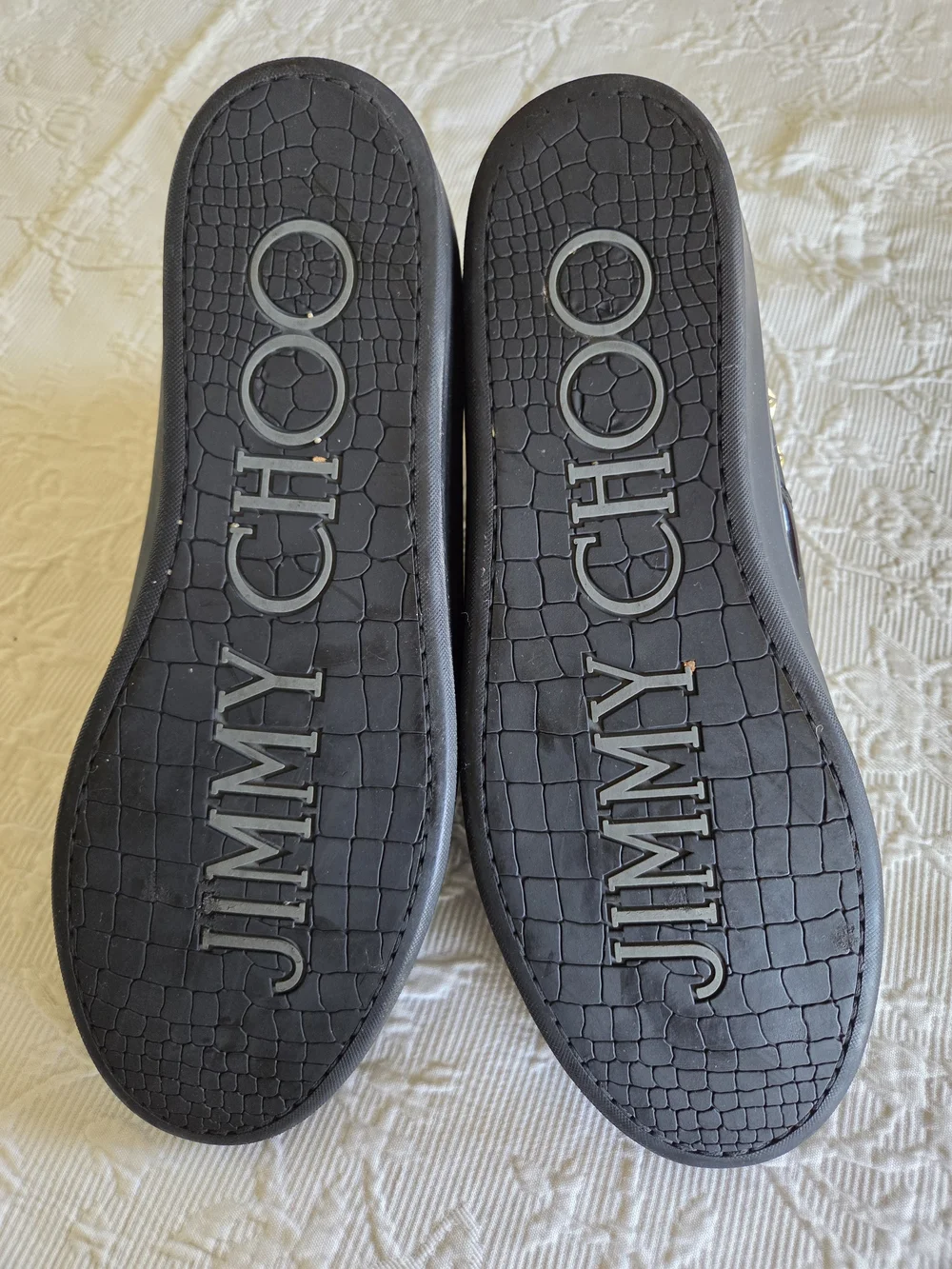 Jimmy Choo | Belgravia Black High-Top Sneakers with Gold Star Studs